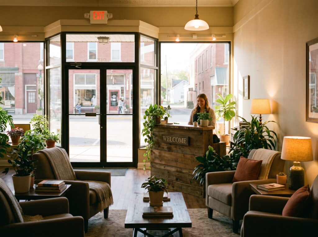 The Brewster office exterior or reception, welcoming and clearly signed.